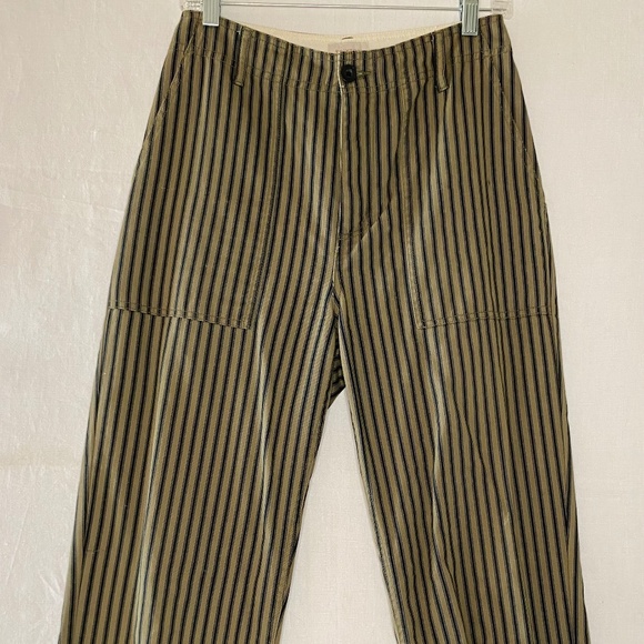 Brixton Women's Green Black Blue Striped Ankle Pants Size 27 - Picture 3 of 10